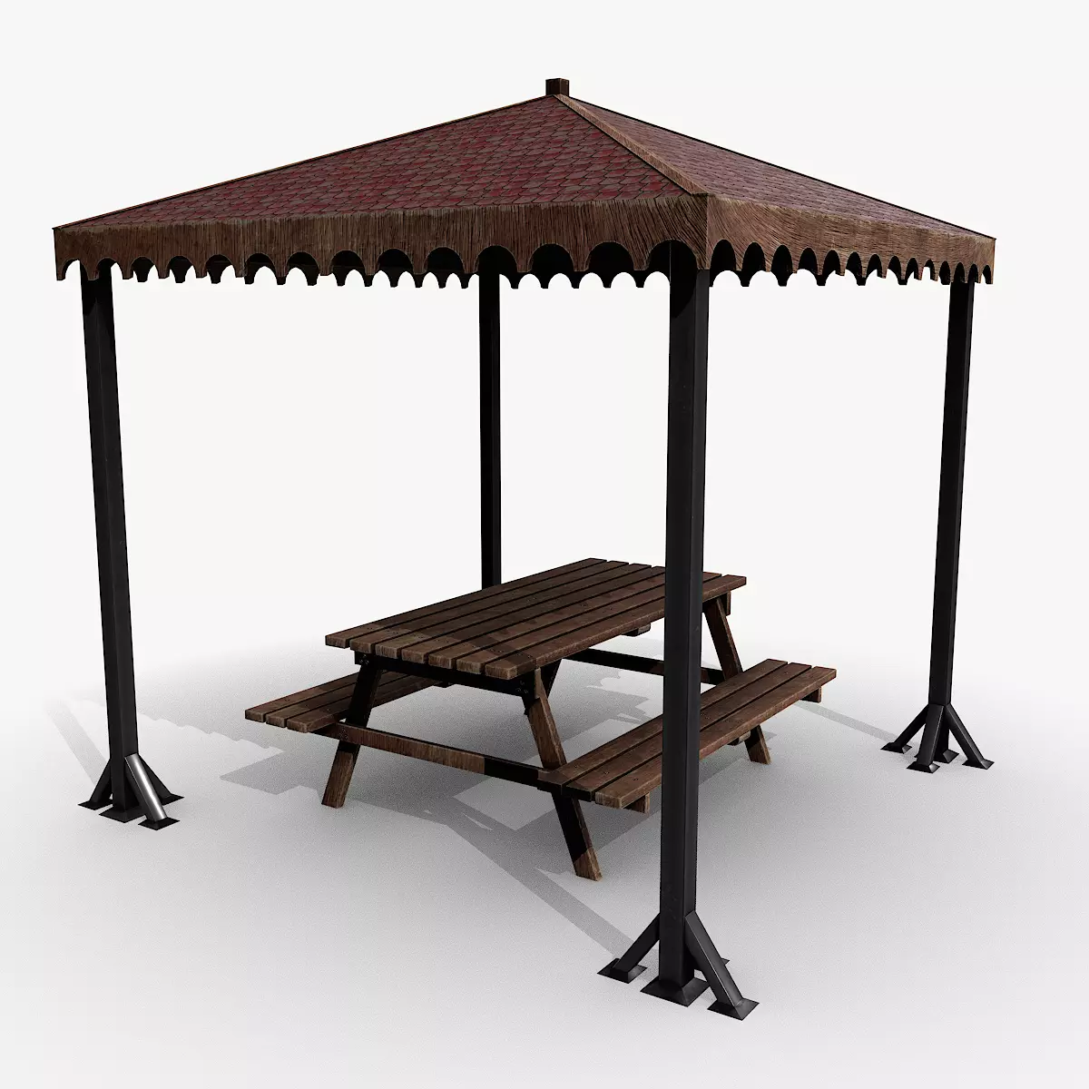 Covered Picnic Area Park Gazebo Low-poly 3D model_2