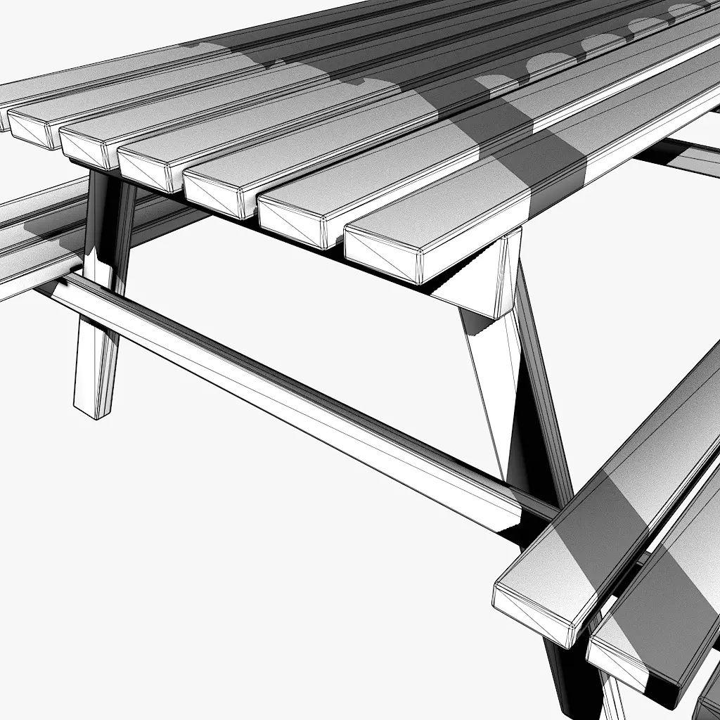 Covered Picnic Area Park Gazebo Low-poly 3D model_12