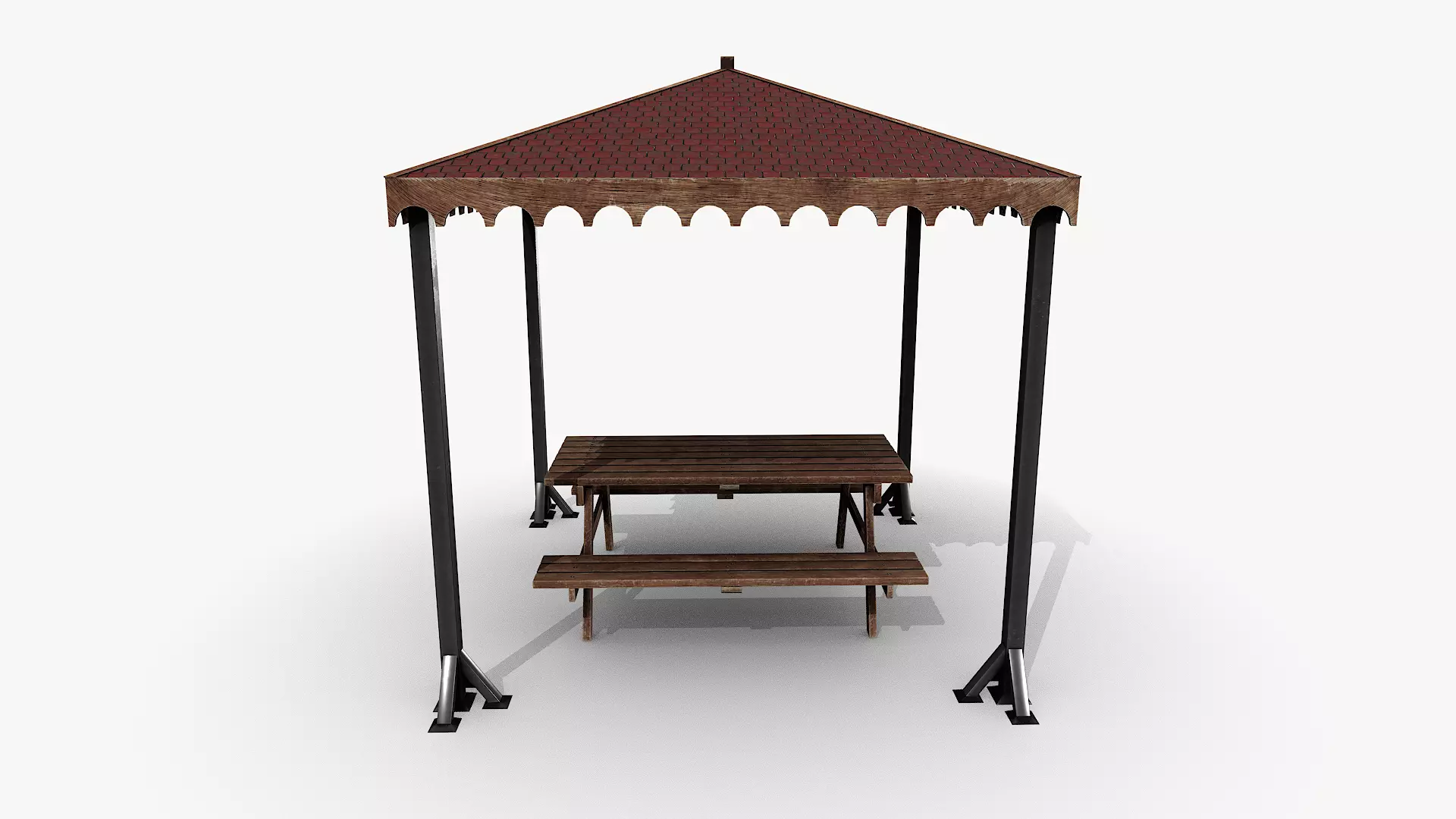 Covered Picnic Area Park Gazebo Low-poly 3D model_3