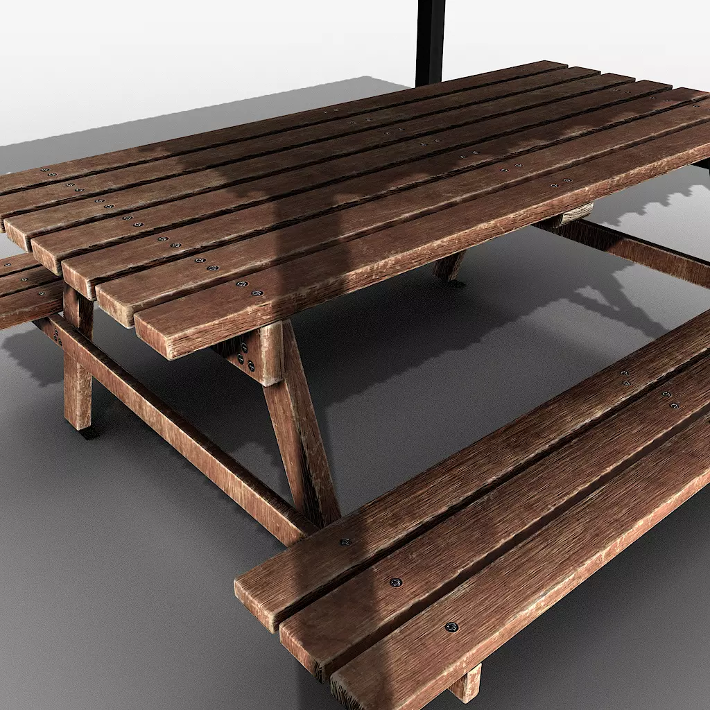 Covered Picnic Area Park Gazebo Low-poly 3D model_10