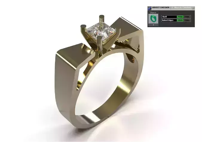 Wedding bridal solitaire STL 3D 3DM gold ring model sr0107