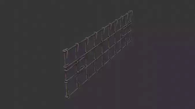 Anodized Rebar Wall Panel for Construction Low-poly 3D model