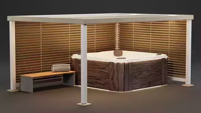 Gazebo Setup V10 - Universal Outdoor Wellness Scene 3D model 4