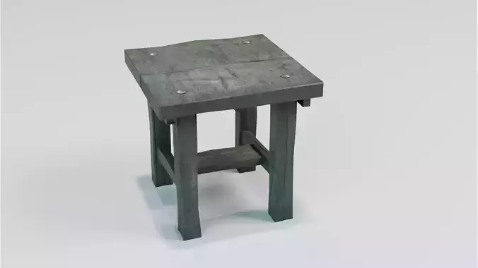 Medieval Wooden Chair Low Poly PBR 3 LODs Custom Atlas