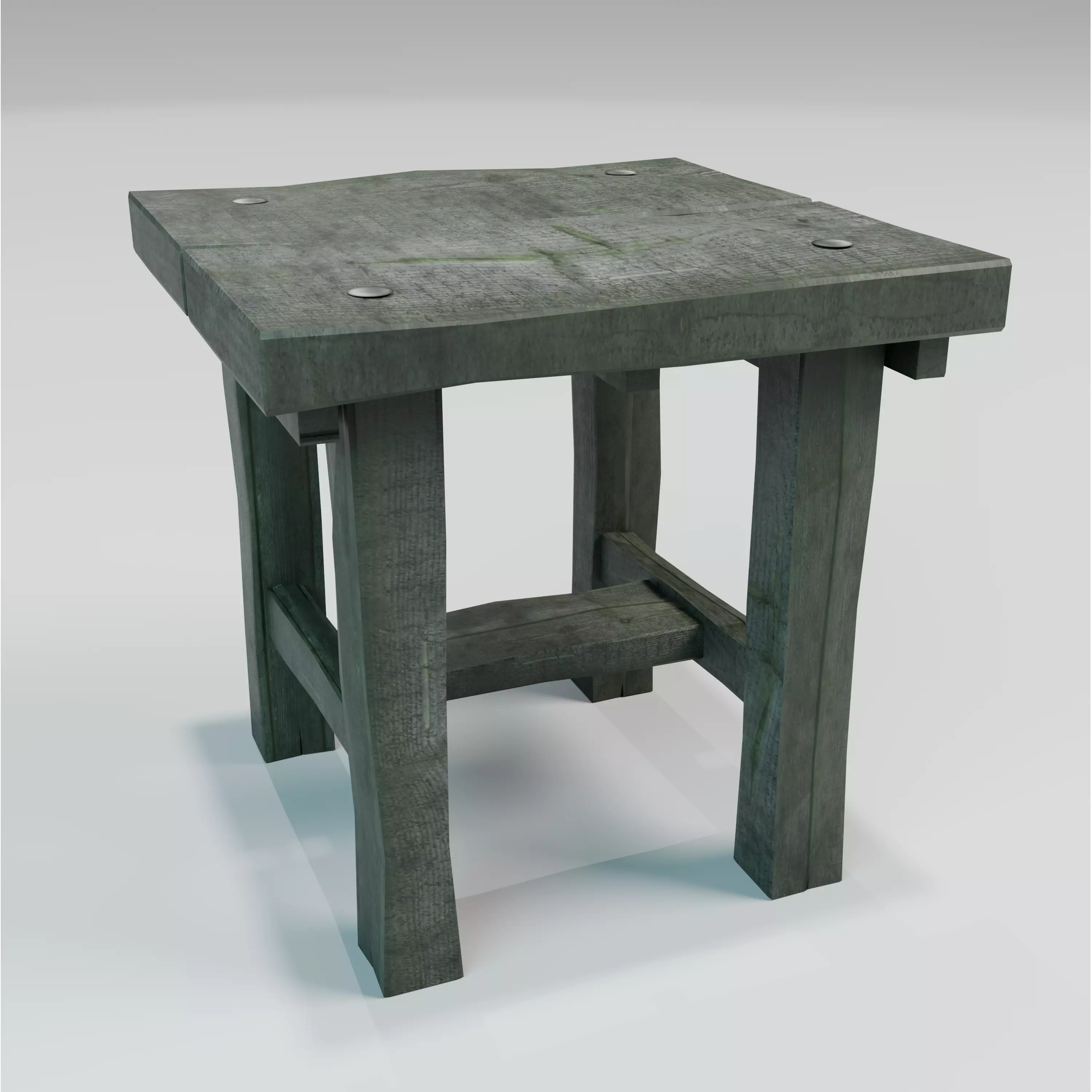 Medieval Wooden Chair Low Poly PBR 3 LODs Custom Atlas Low-poly 3D model_2