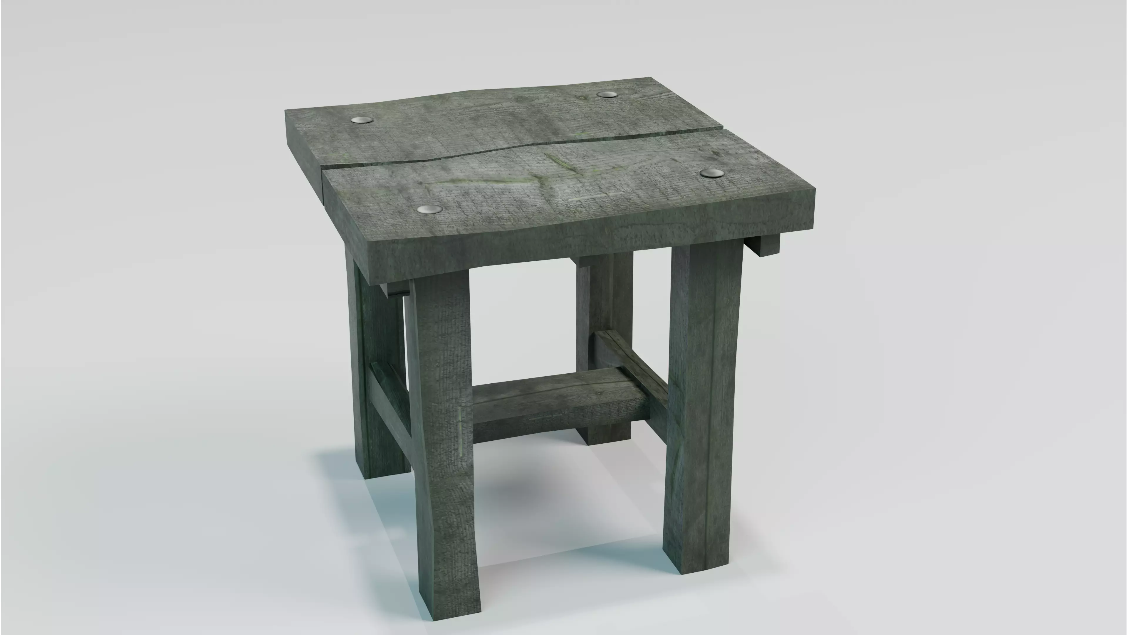 Medieval Wooden Chair Low Poly PBR 3 LODs Custom Atlas Low-poly 3D model_4