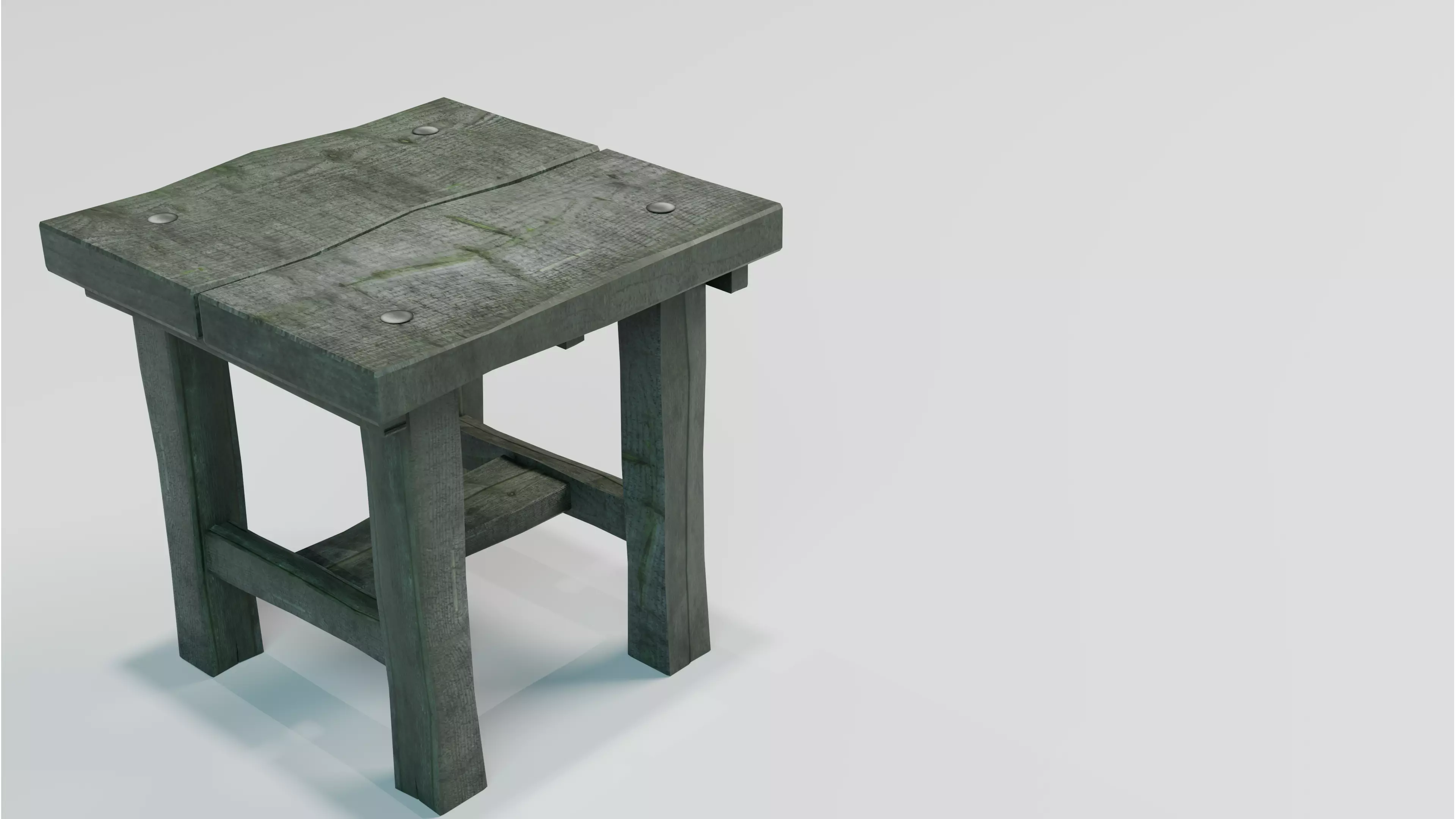 Medieval Wooden Chair Low Poly PBR 3 LODs Custom Atlas Low-poly 3D model_6