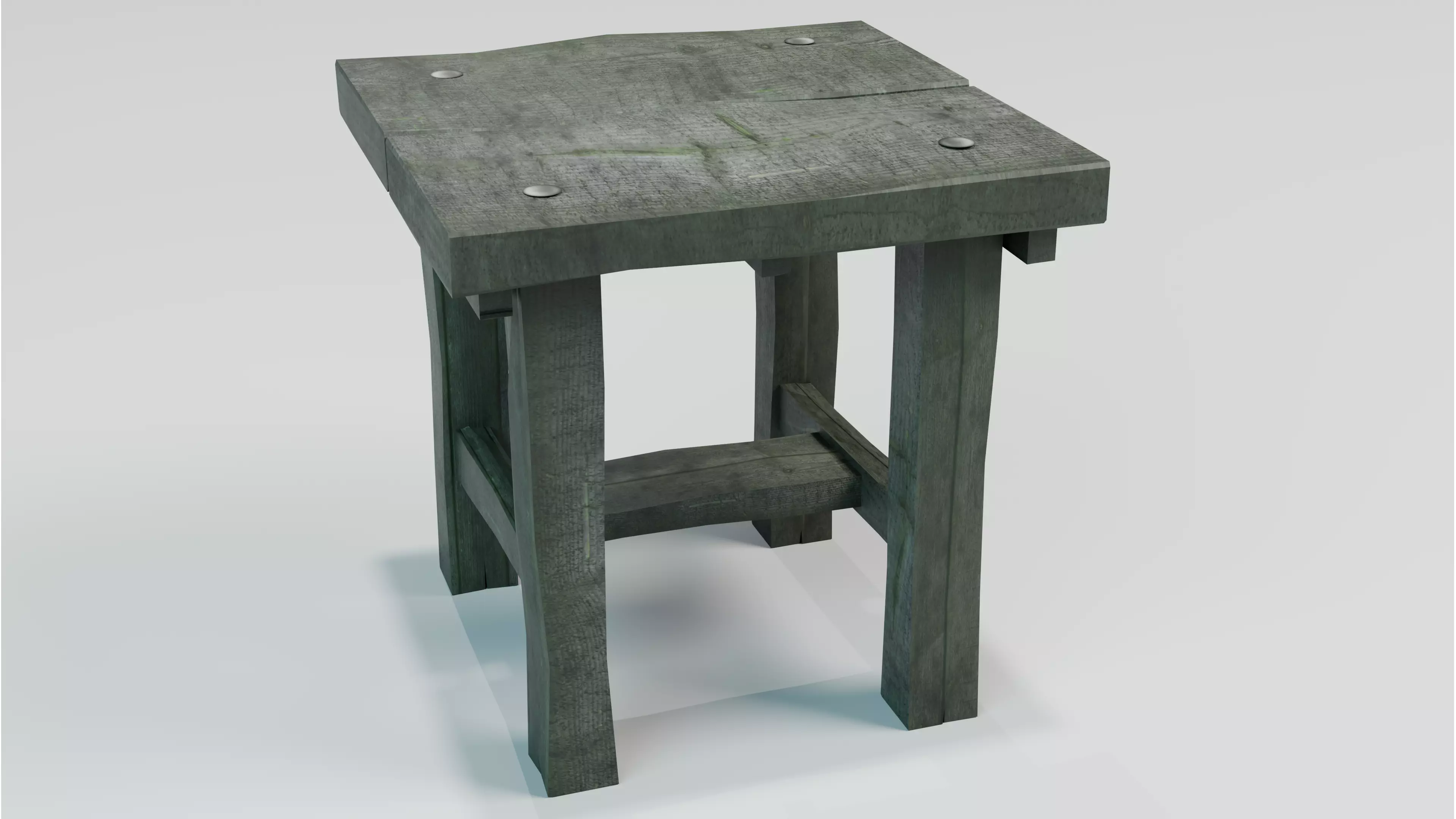 Medieval Wooden Chair Low Poly PBR 3 LODs Custom Atlas Low-poly 3D model_3