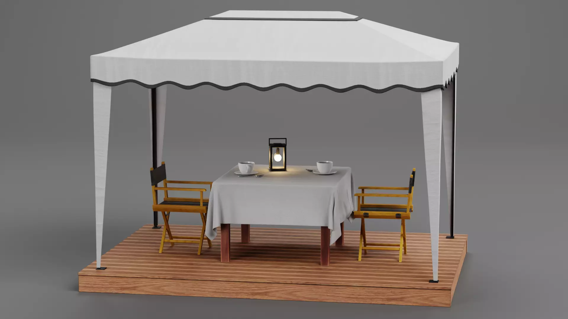 Gazebo Setup V16 - Casual Coffee Pavilion Scene 3D model