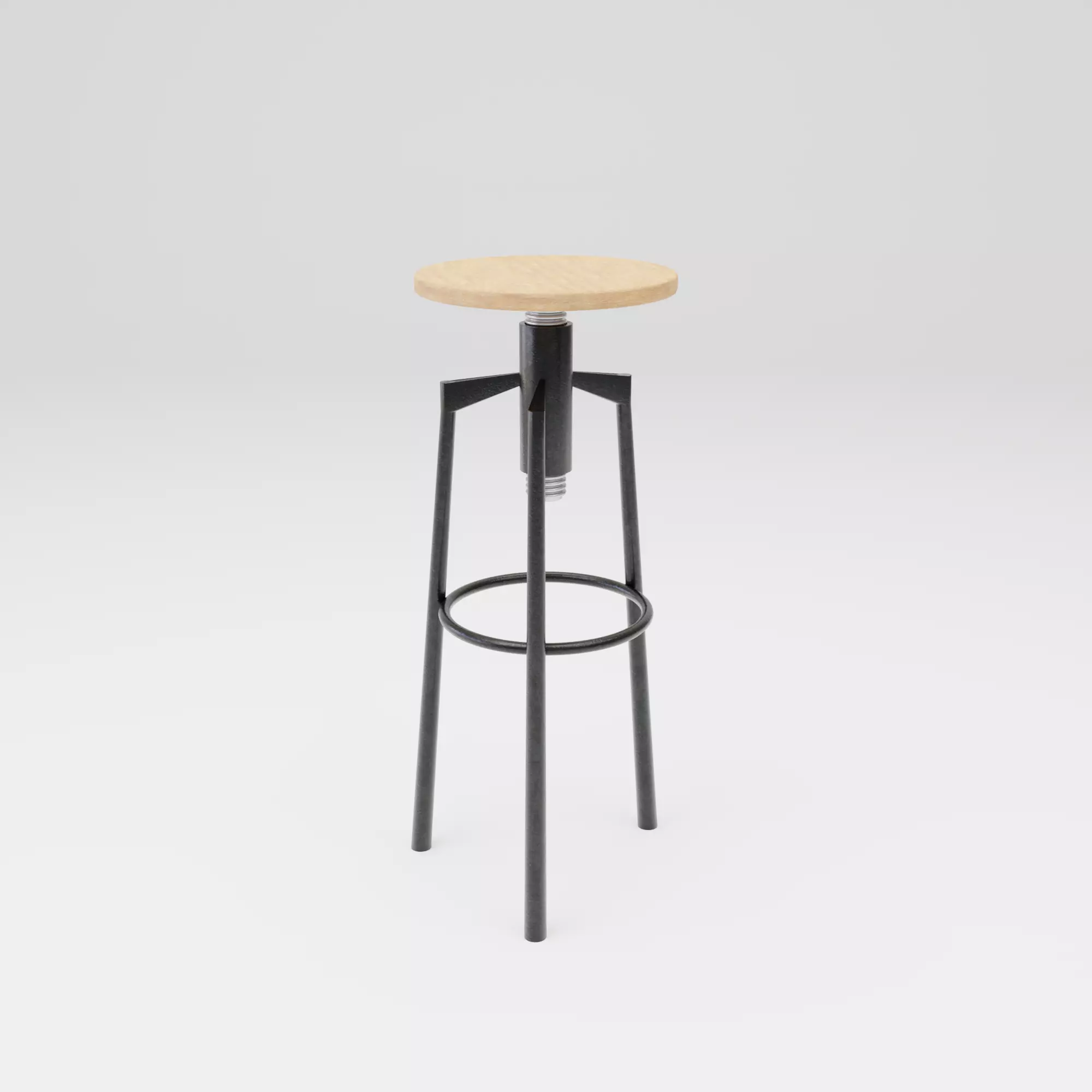 Industrial Bar Stool Low-poly 3D model_0