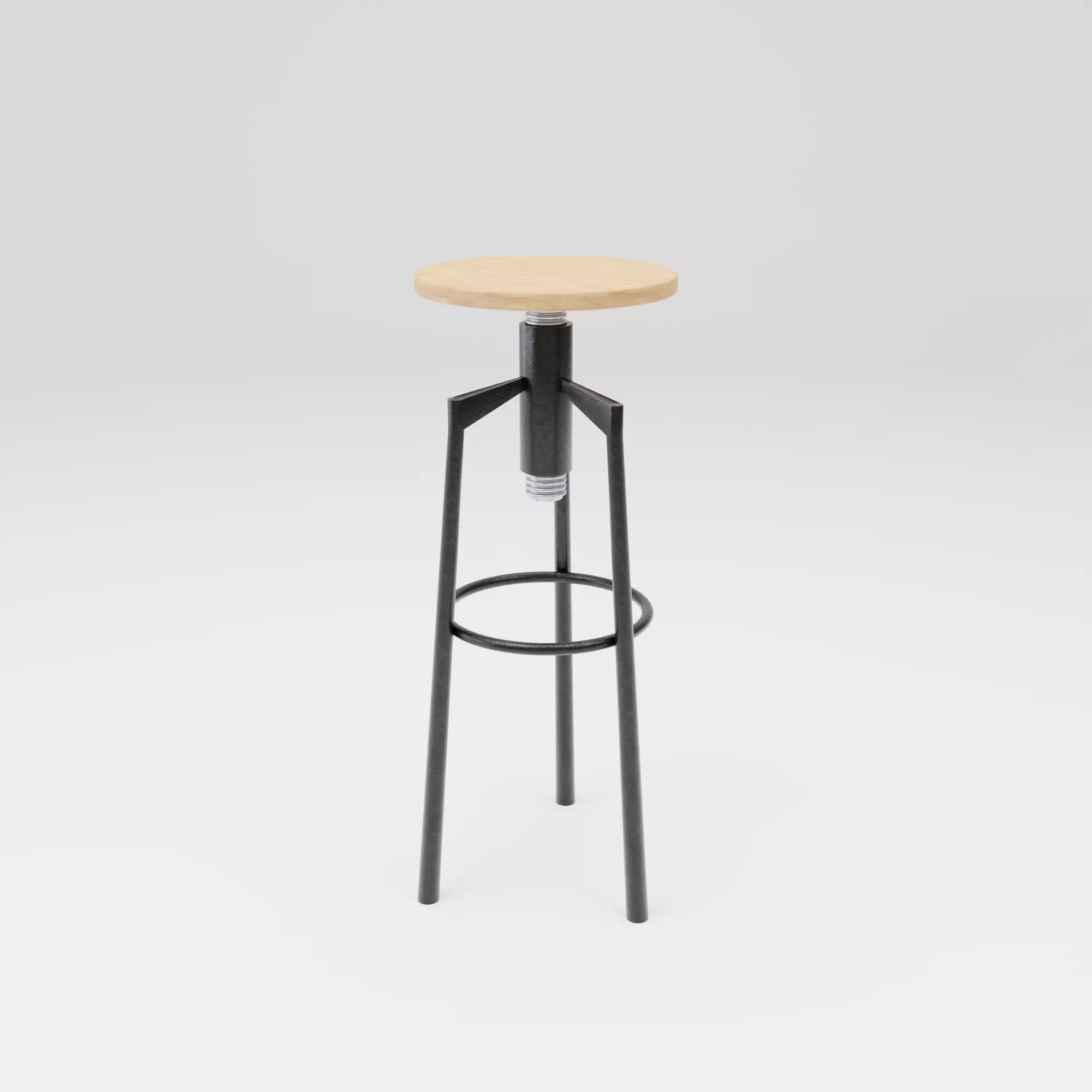 Industrial Bar Stool Low-poly 3D model_4