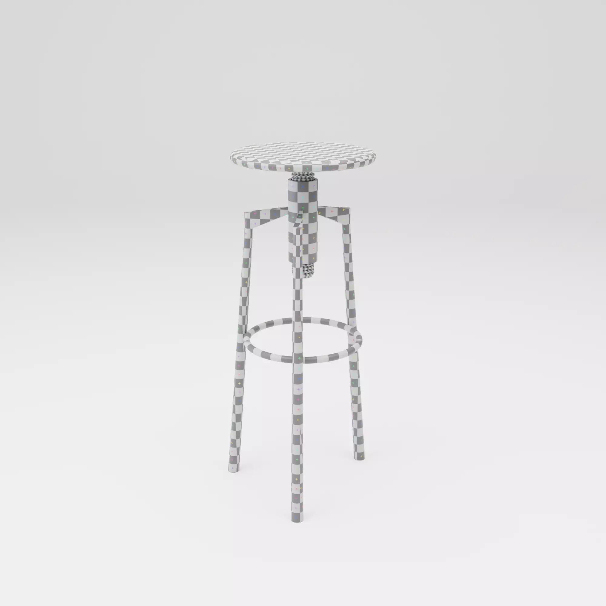 Industrial Bar Stool Low-poly 3D model_3