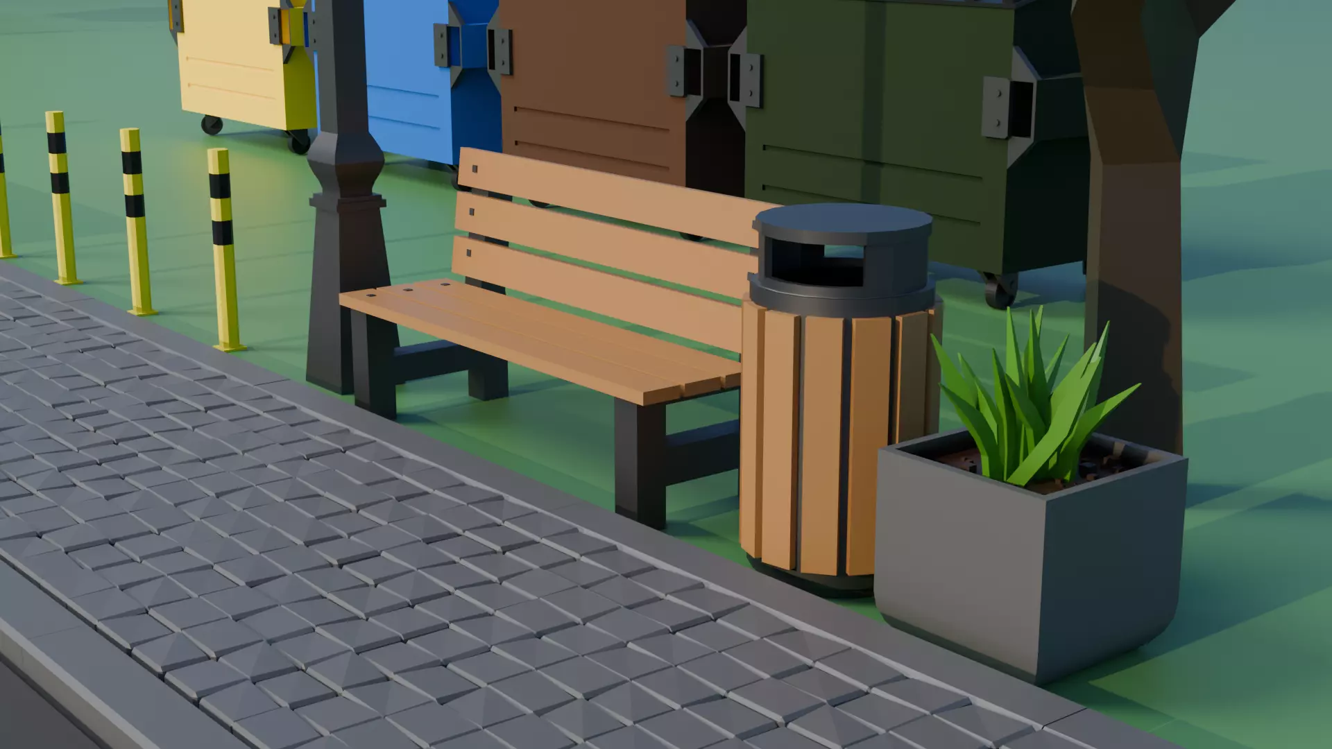 LOW POLY CITY PACK 20 objects Low-poly 3D model_5