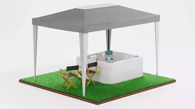 Gazebo Setup V15 - Outdoor Wellness Scene 3D model 6