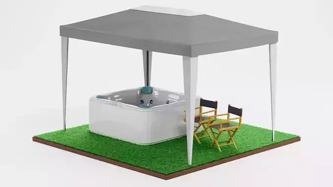 Gazebo Setup V15 - Outdoor Wellness Scene 3D model 5