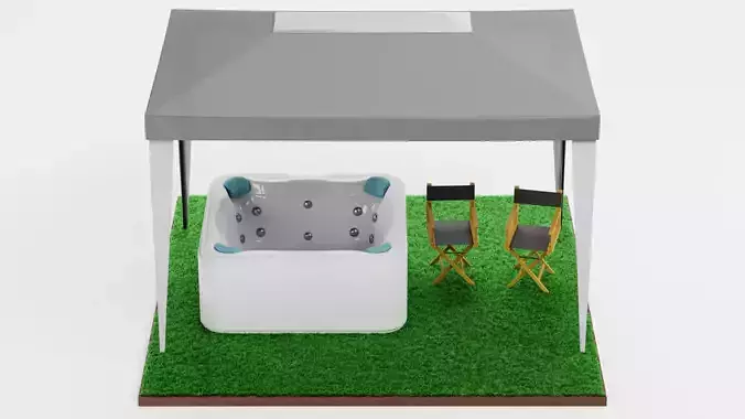 Gazebo Setup V15 - Outdoor Wellness Scene 3D model 3