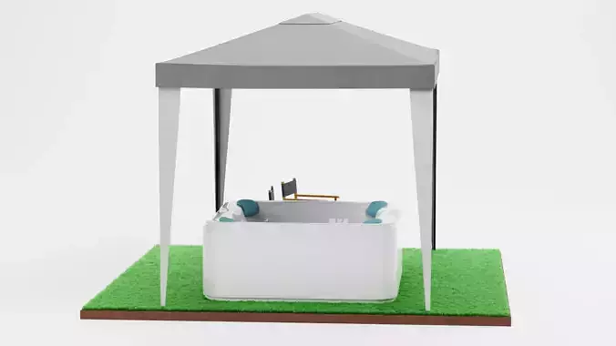 Gazebo Setup V15 - Outdoor Wellness Scene 3D model 7