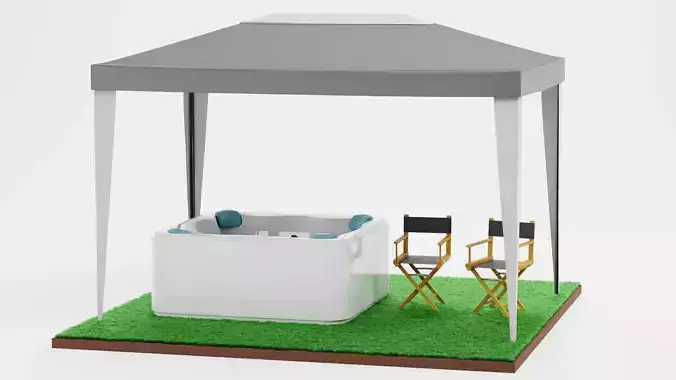 Gazebo Setup V15 - Outdoor Wellness Scene 3D model