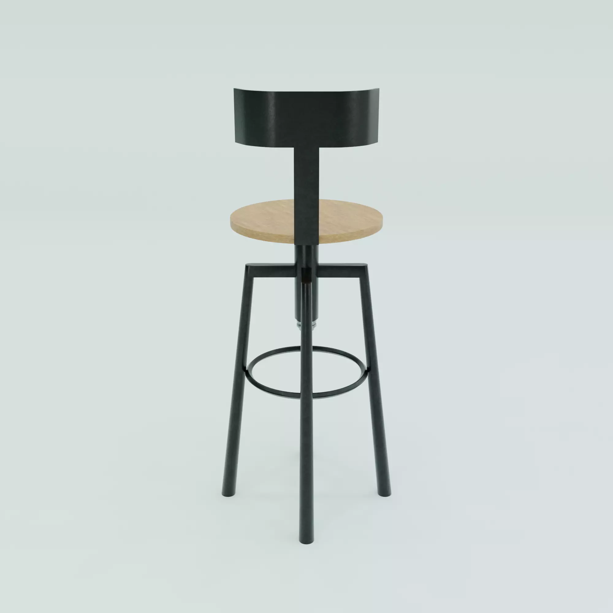 Modern Bar Stool with Backrest Low-poly 3D model_2