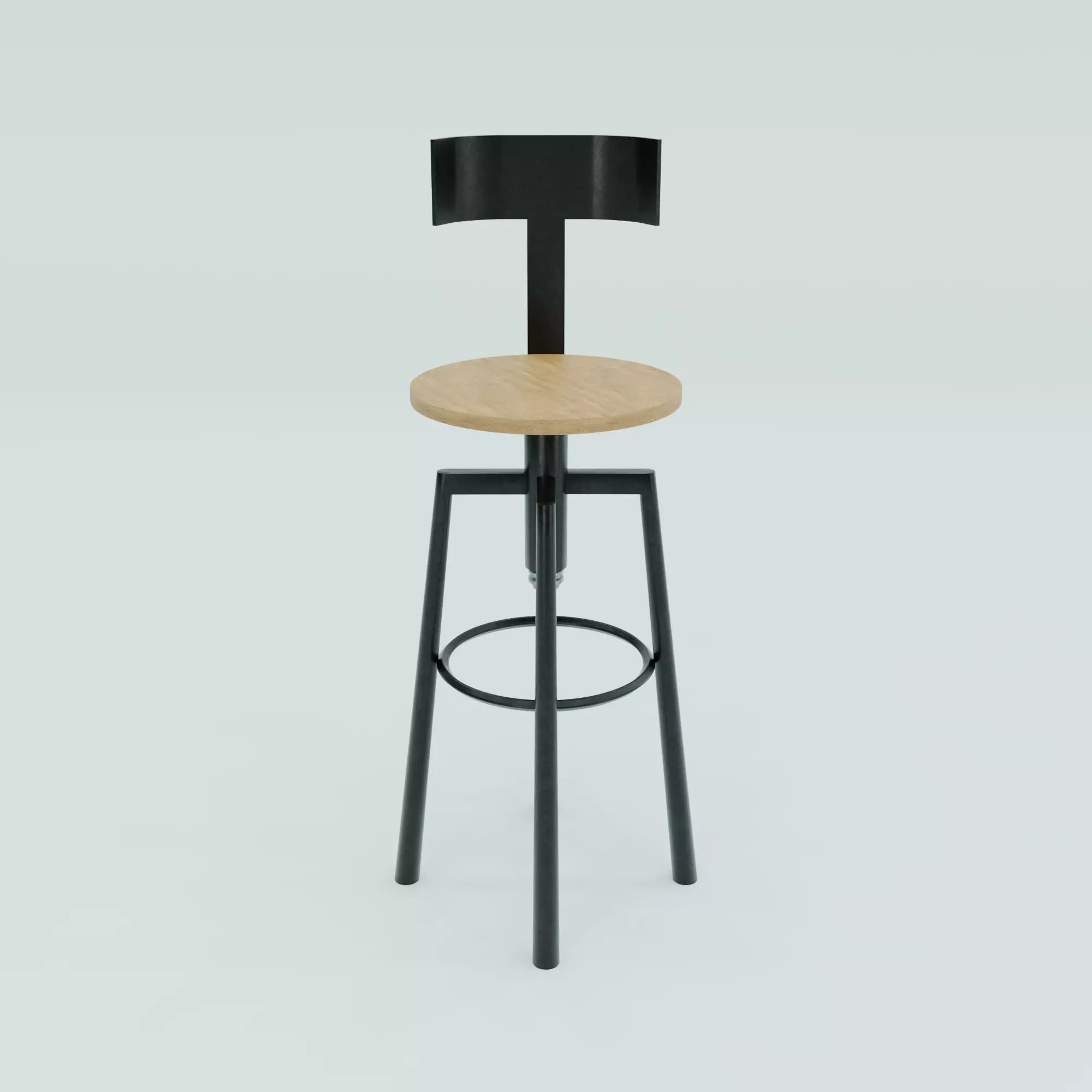 Modern Bar Stool with Backrest Low-poly 3D model_5