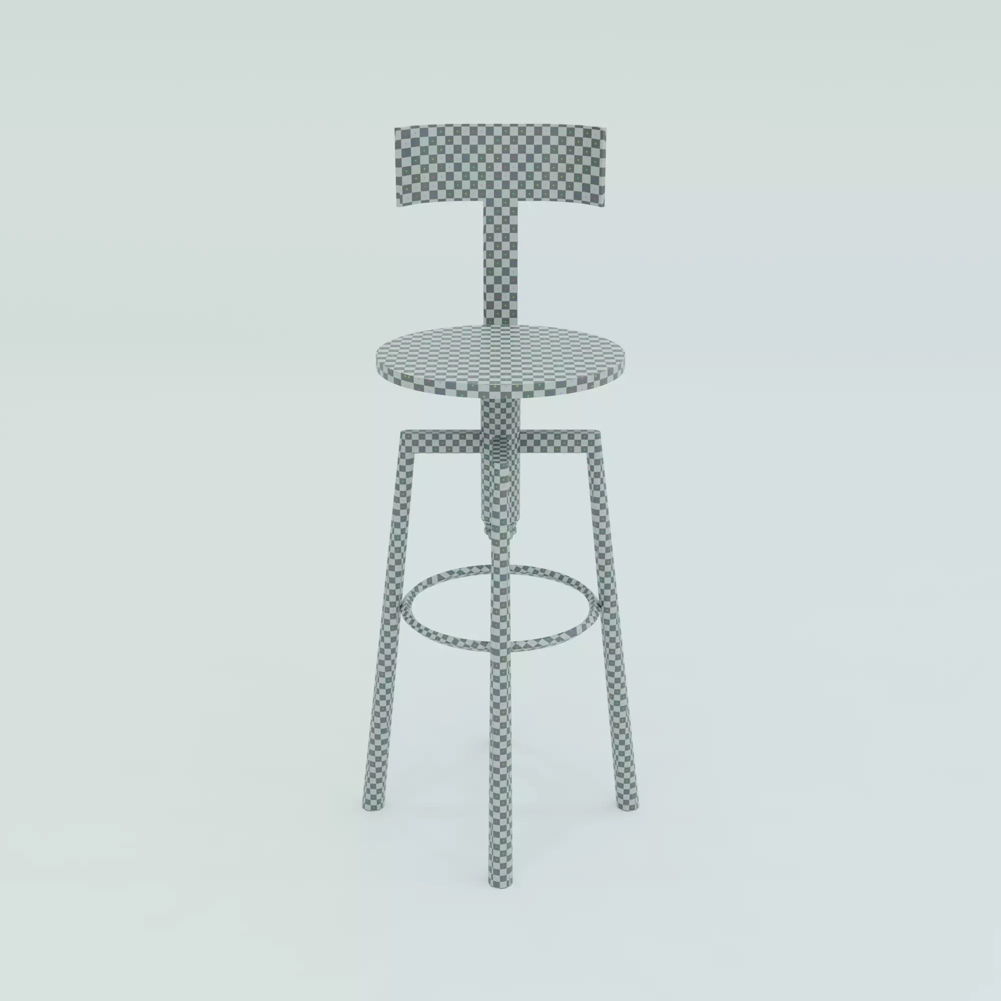 Modern Bar Stool with Backrest Low-poly 3D model_4