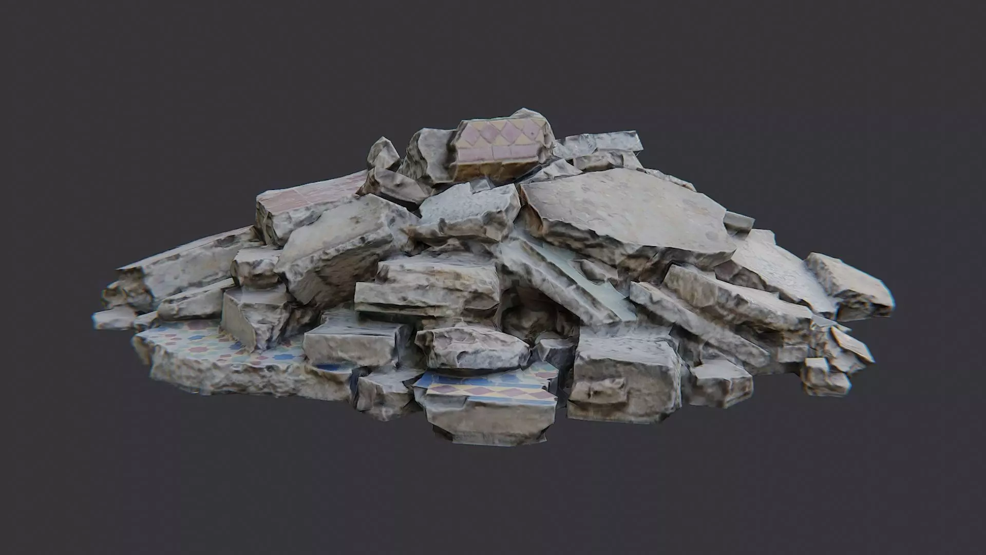 Rubble Debris Pile Dust Rocks Low-poly 3D model_1