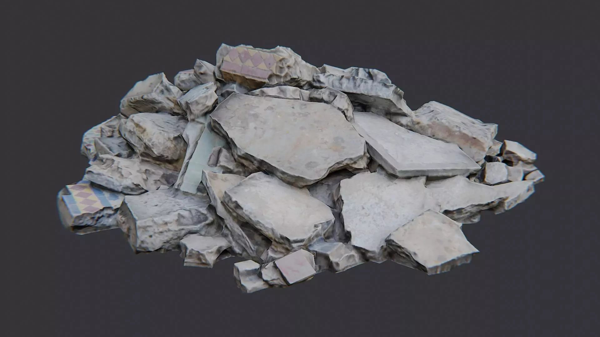 Rubble Debris Pile Dust Rocks Low-poly 3D model_0