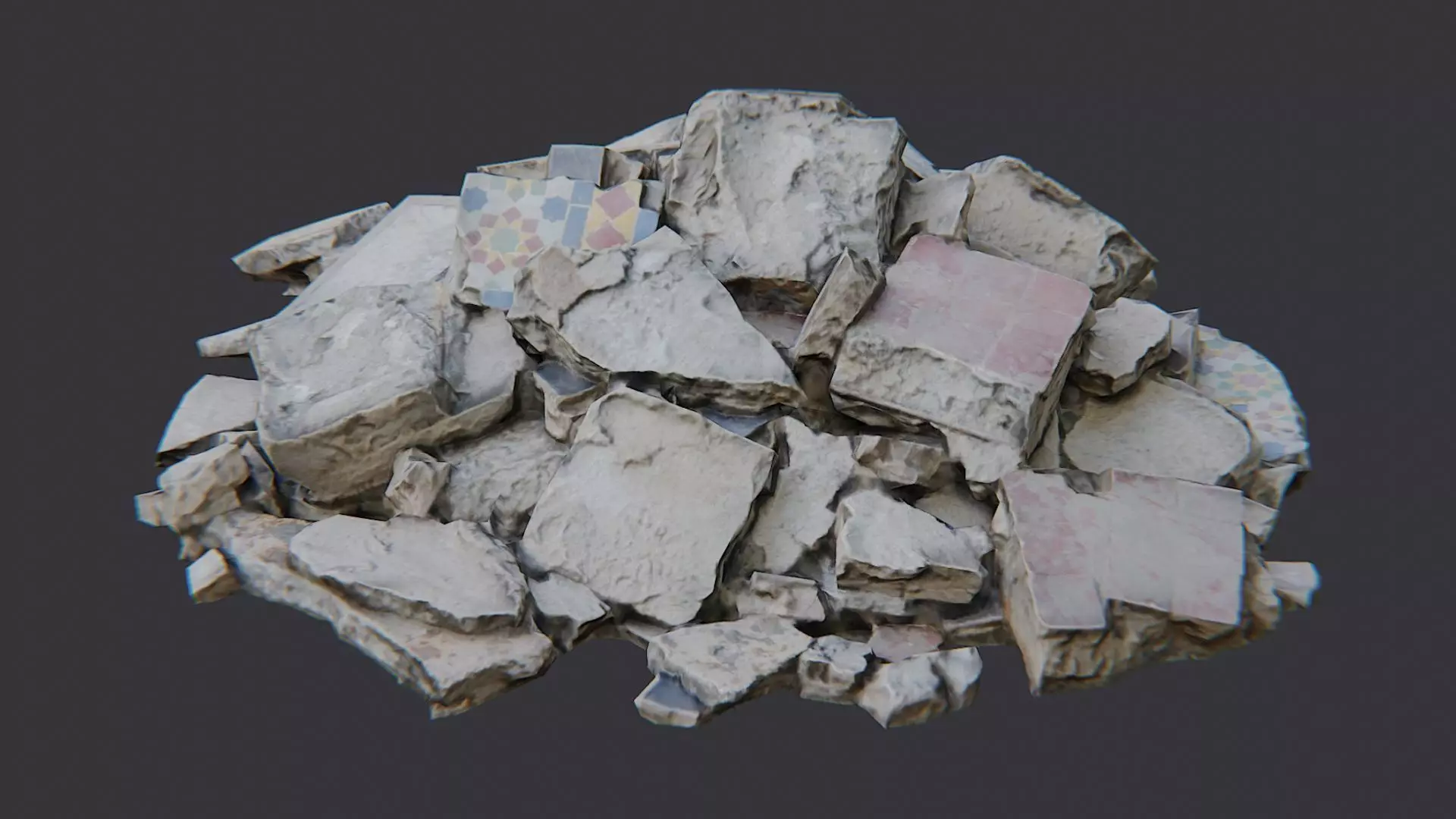 Rubble Debris Pile Dust Rocks Low-poly 3D model_3