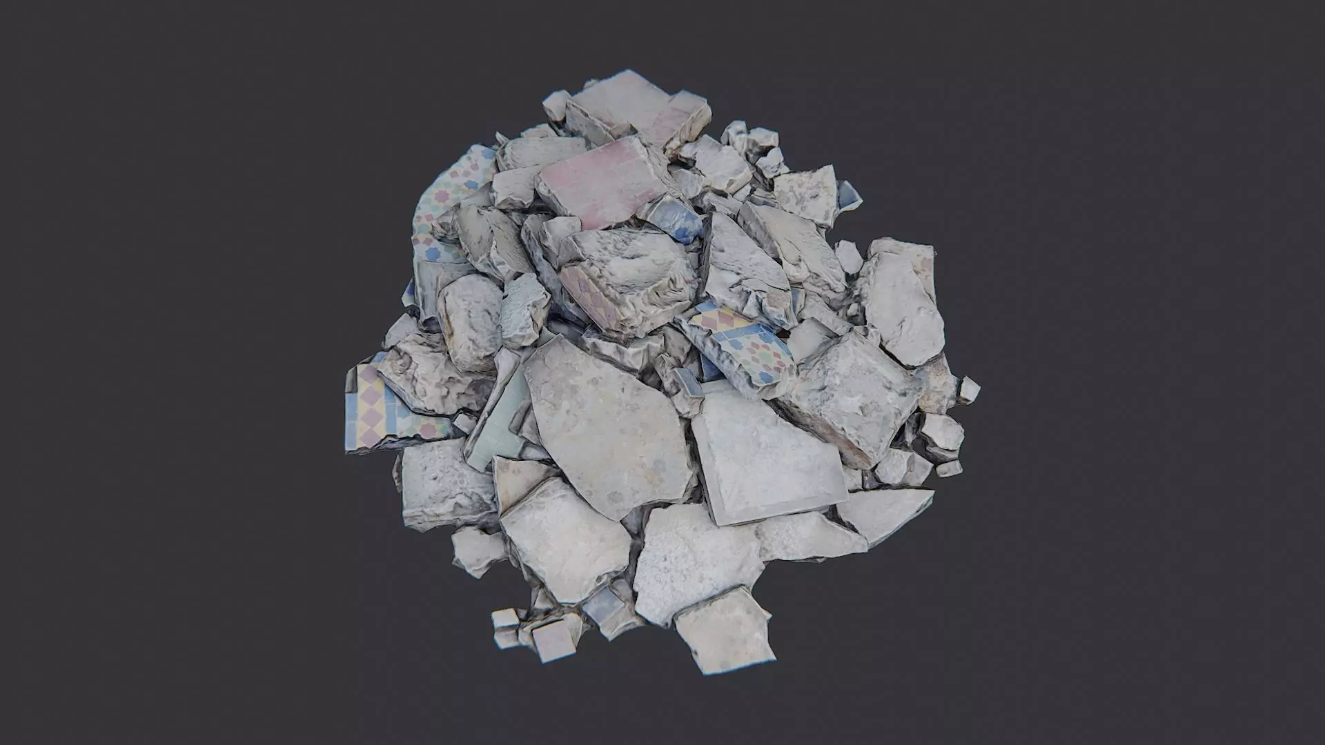 Rubble Debris Pile Dust Rocks Low-poly 3D model_4