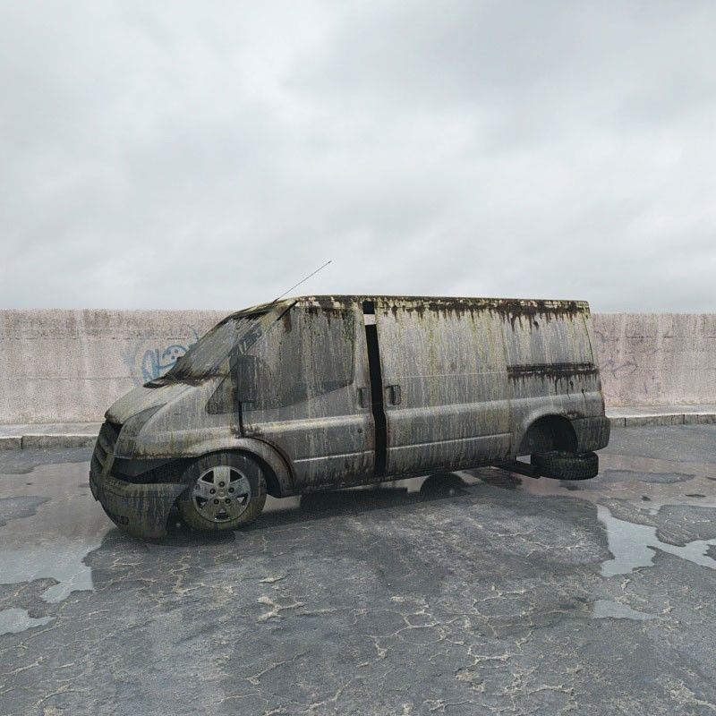 destroyed van 014 am165 3D model_1
