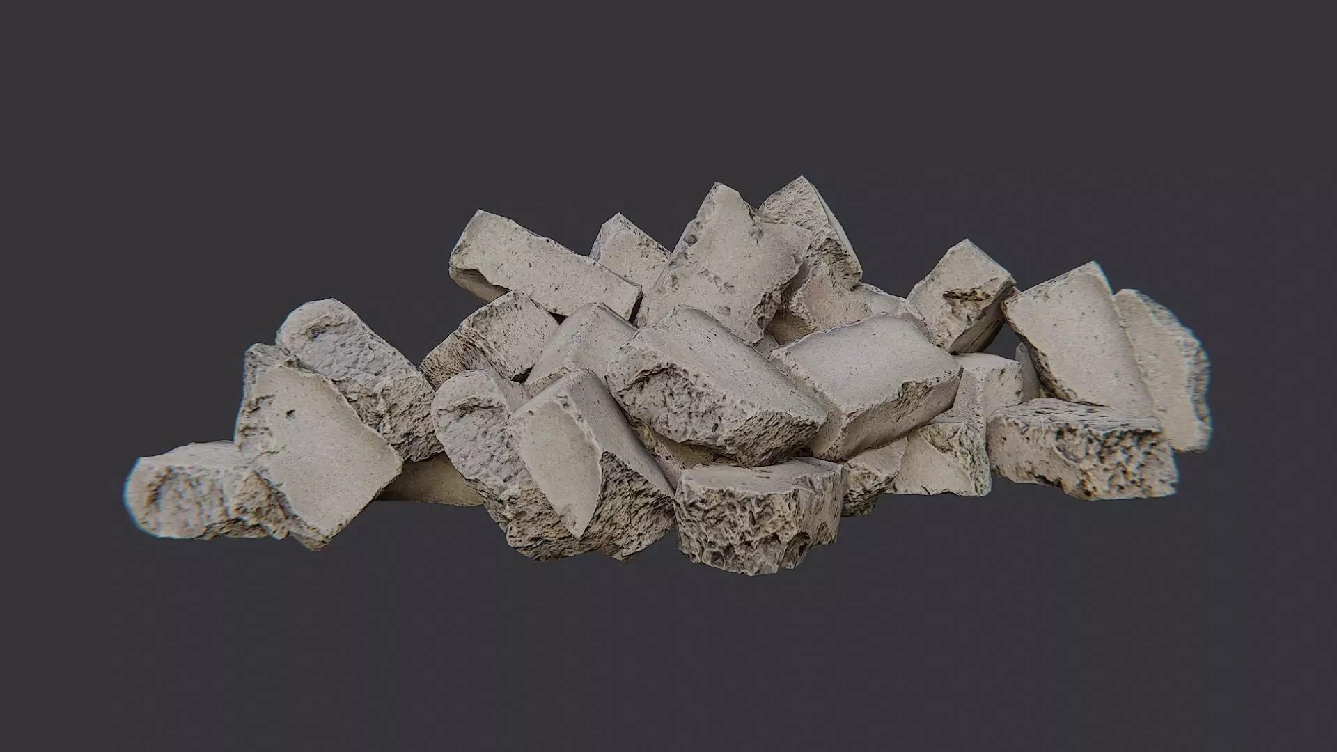 Debris Stone Blocks Pile Low-poly 3D model_2