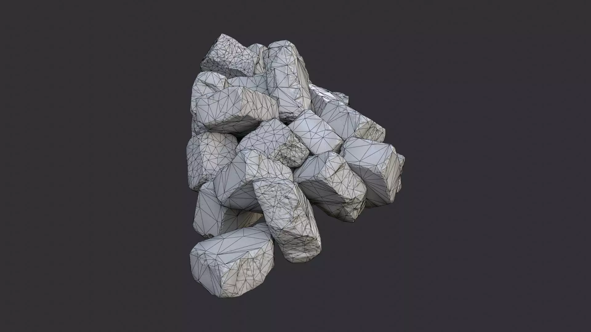 Debris Stone Blocks Pile Low-poly 3D model_7