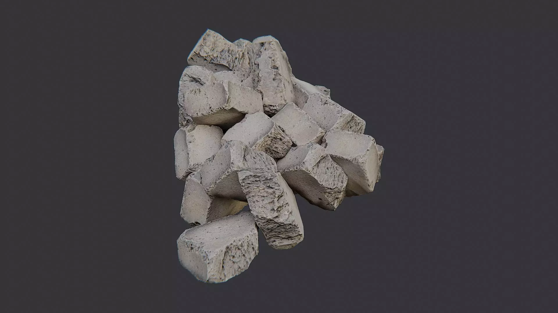 Debris Stone Blocks Pile Low-poly 3D model_0