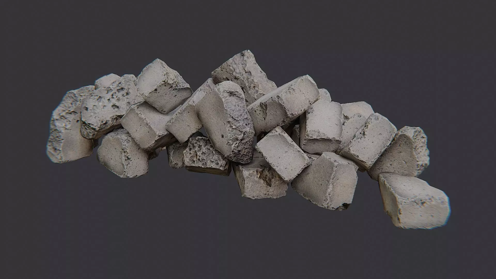 Debris Stone Blocks Pile Low-poly 3D model_1