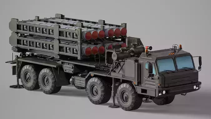 Vityaz S 350E 50R6 Missile Launcher Rigged Low-poly 3D model
