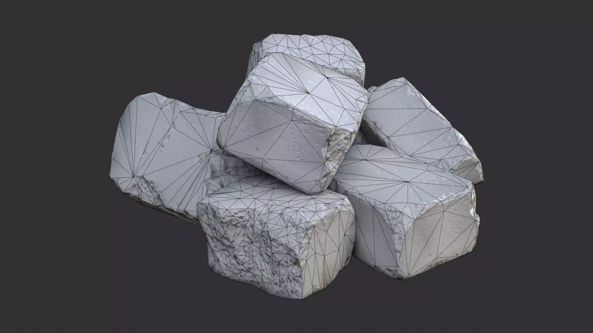 Stone Debris Pile for Architectural Decoration Low-poly 3D model_7