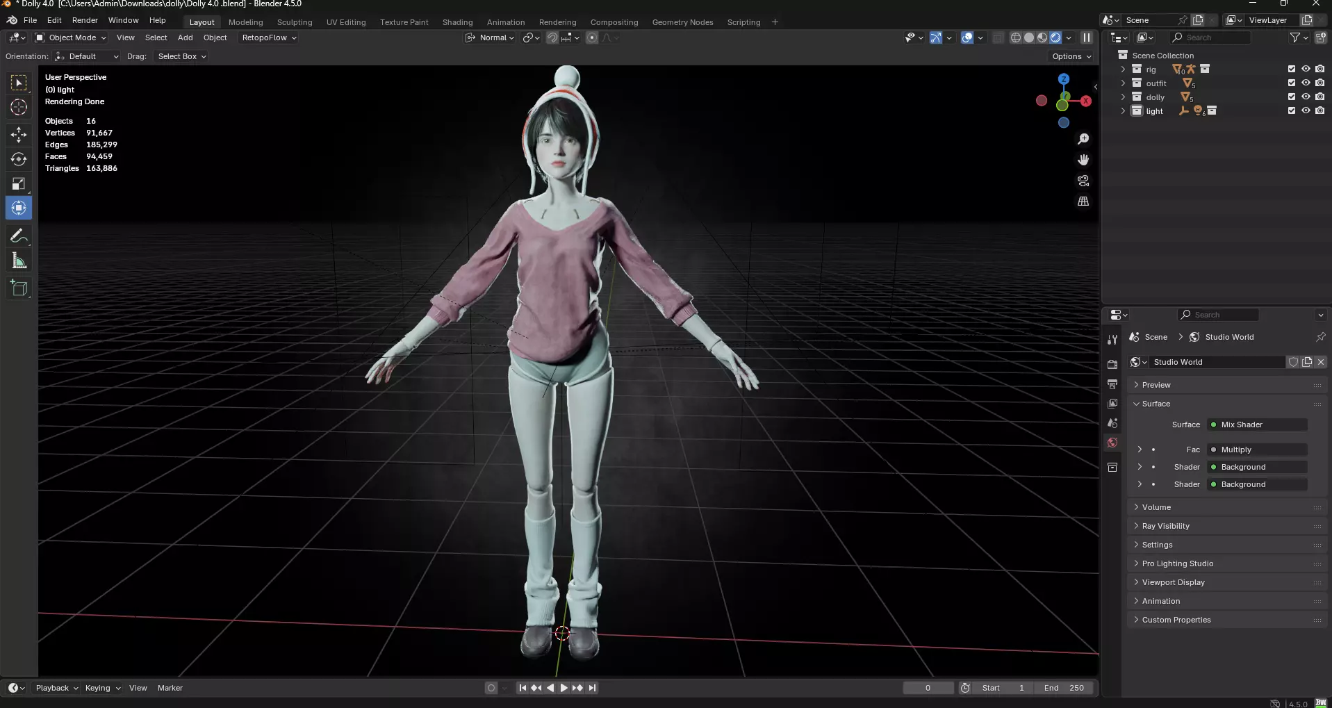 cute doll PBR 4k Free low-poly 3D model