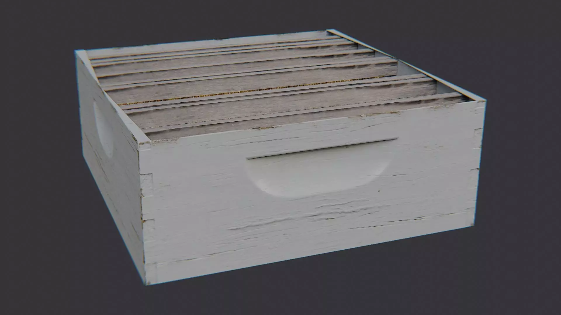 Bee Hive Decorative Box with Honeycomb Planks Low-poly 3D model_0