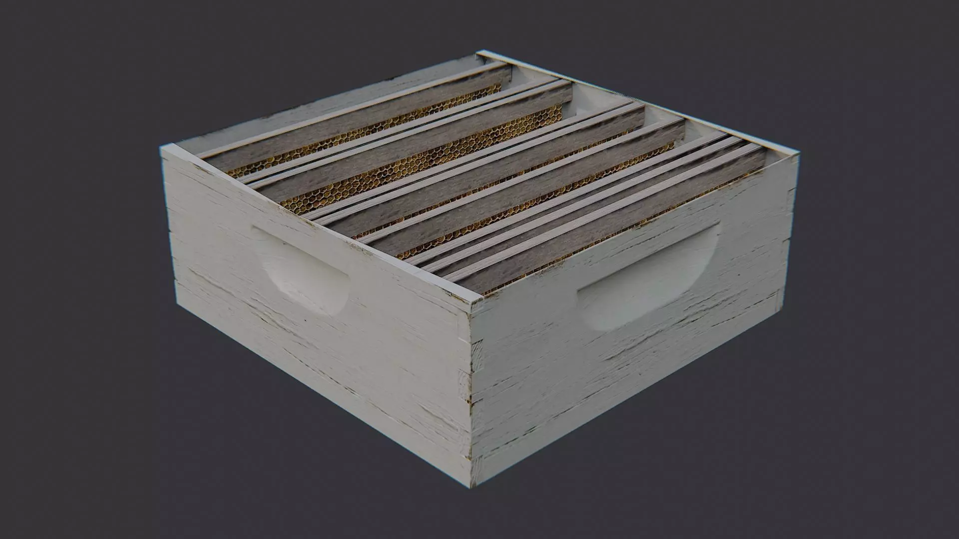 Bee Hive Decorative Box with Honeycomb Planks Low-poly 3D model_3