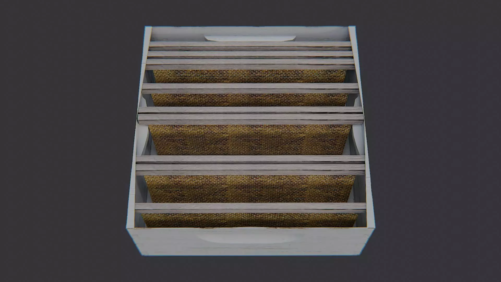 Bee Hive Decorative Box with Honeycomb Planks Low-poly 3D model_4
