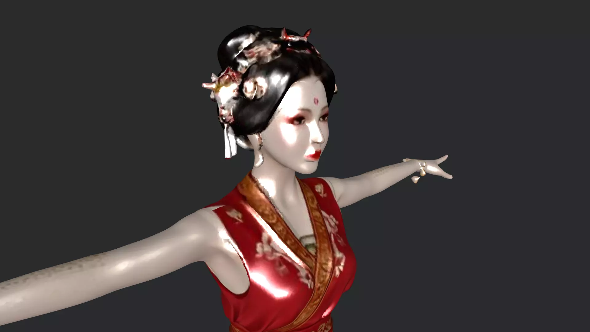 Japanese Female Character 3D Model PBR Textures Low-poly 3D model_10