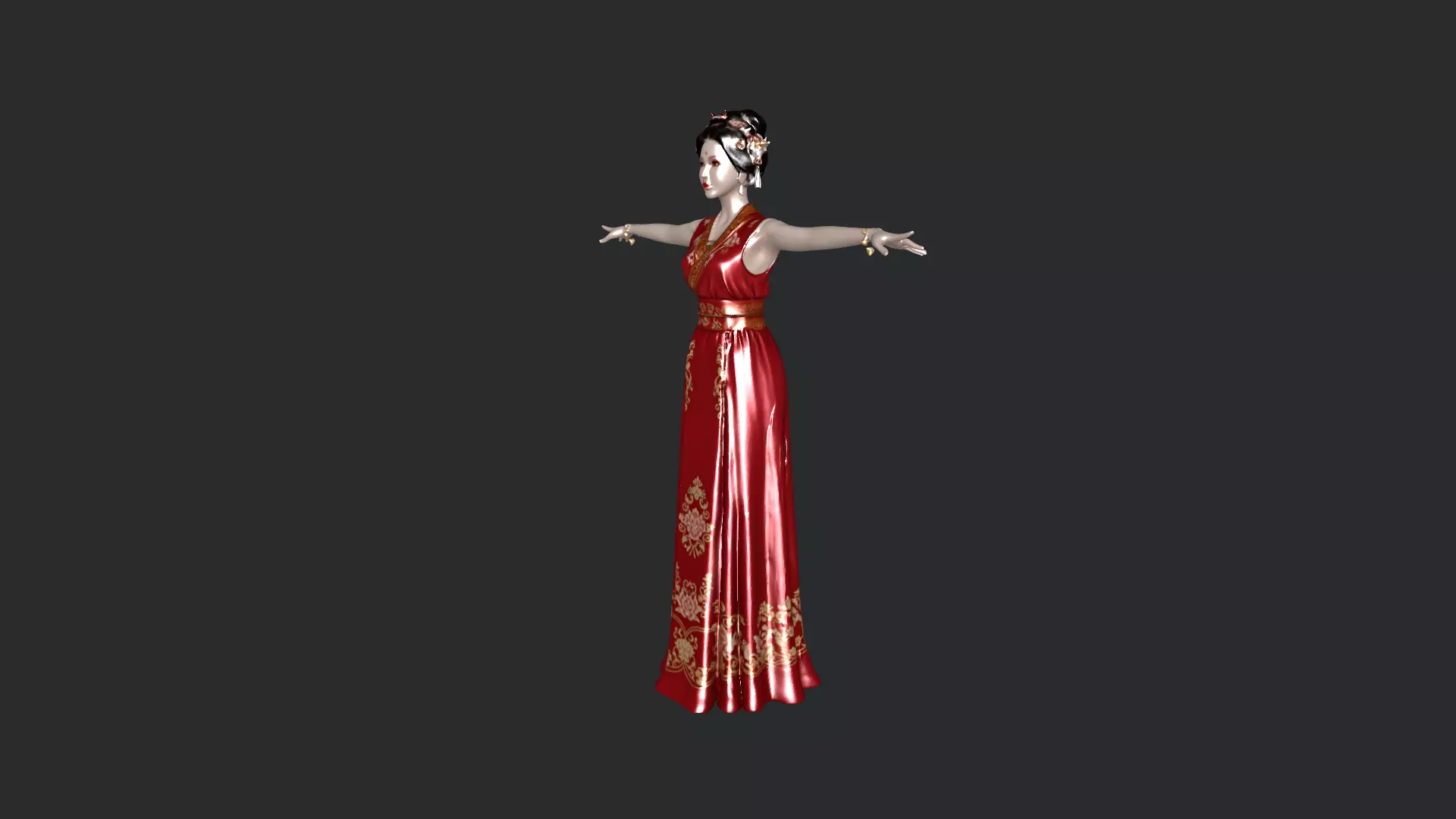 Japanese Female Character 3D Model PBR Textures Low-poly 3D model_1