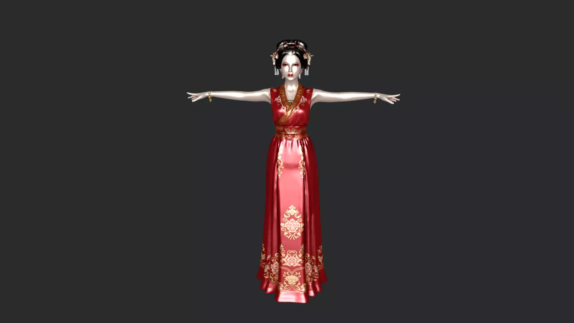 Japanese Female Character 3D Model PBR Textures Low-poly 3D model_0