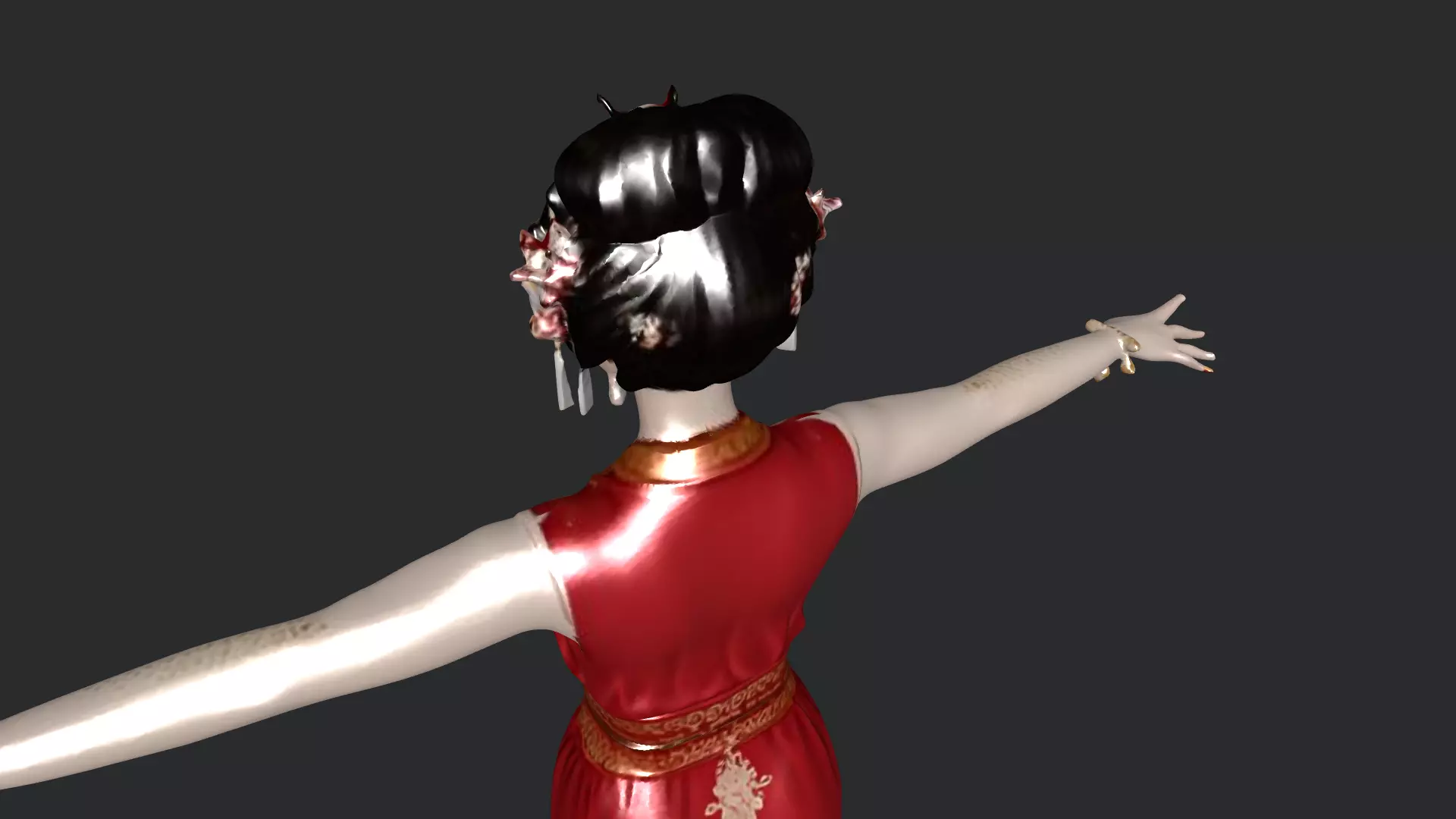 Japanese Female Character 3D Model PBR Textures Low-poly 3D model_9