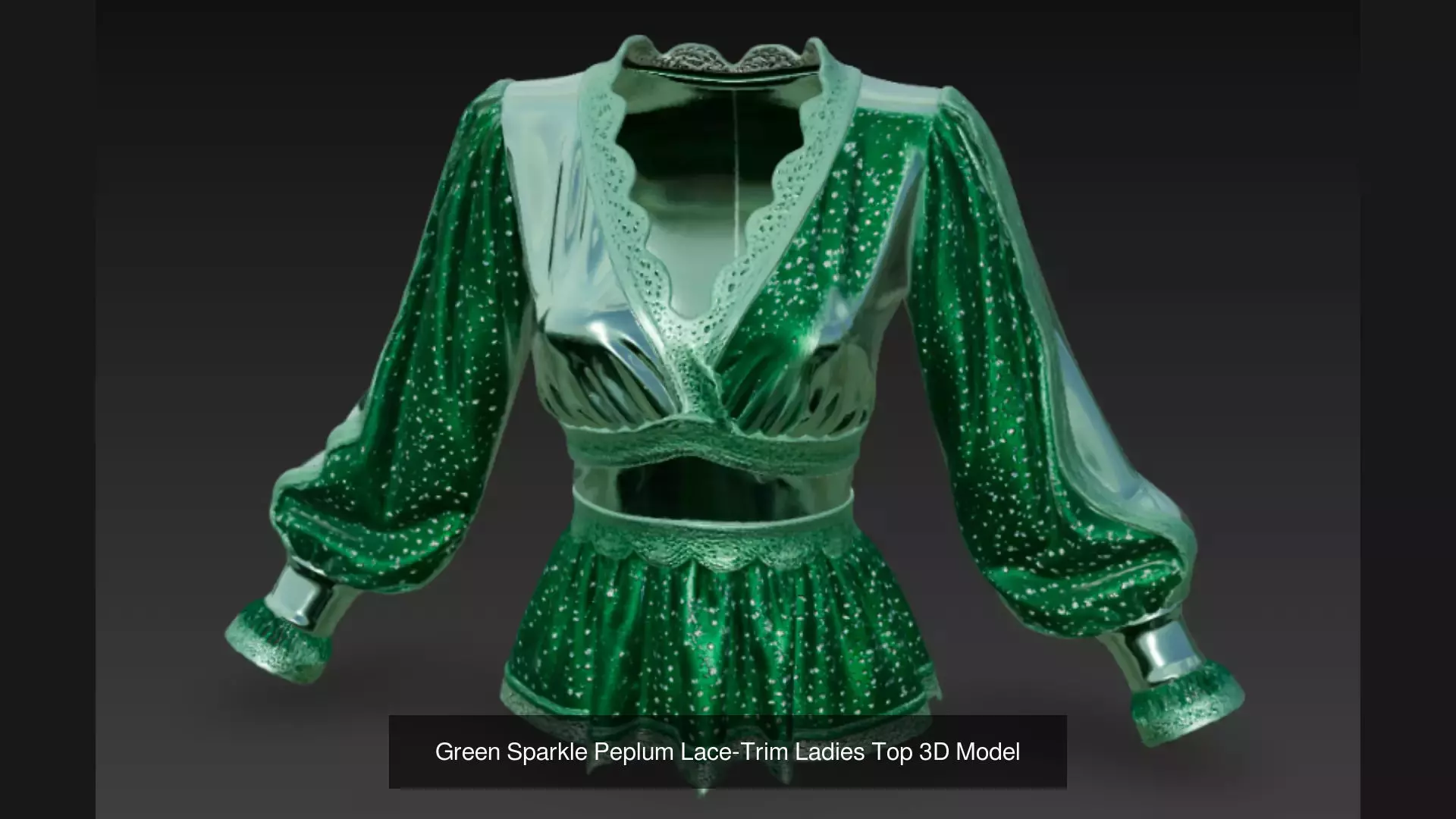 4 Sparkle Peplum Lace-Trim Ladies Top 3D Model 3D Model Collection_2