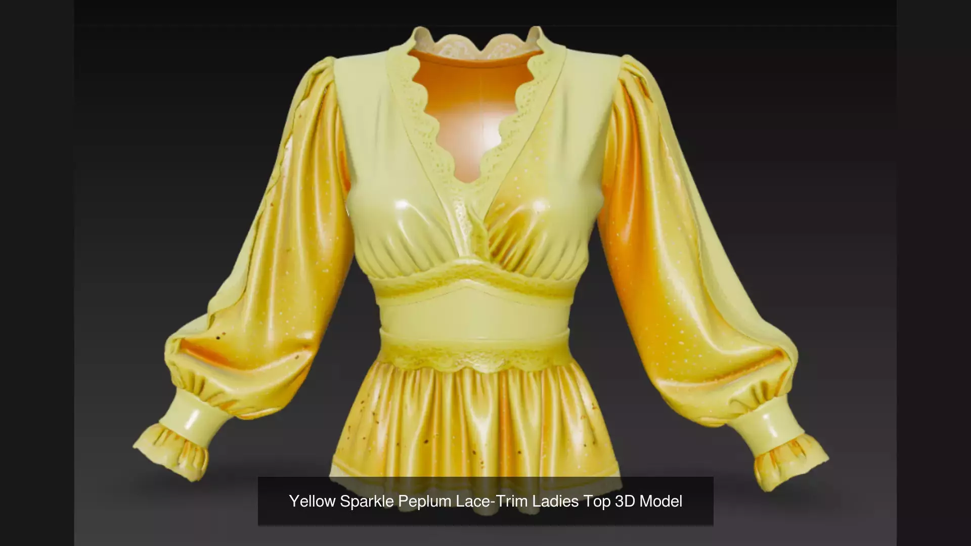 4 Sparkle Peplum Lace-Trim Ladies Top 3D Model 3D Model Collection_3