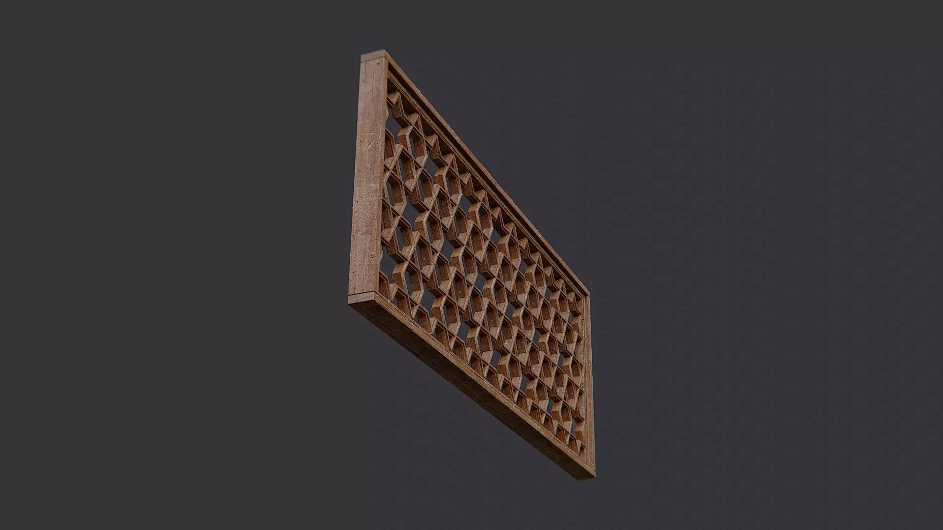 Wood Window Decorative Grille Panel Low-poly 3D model_5