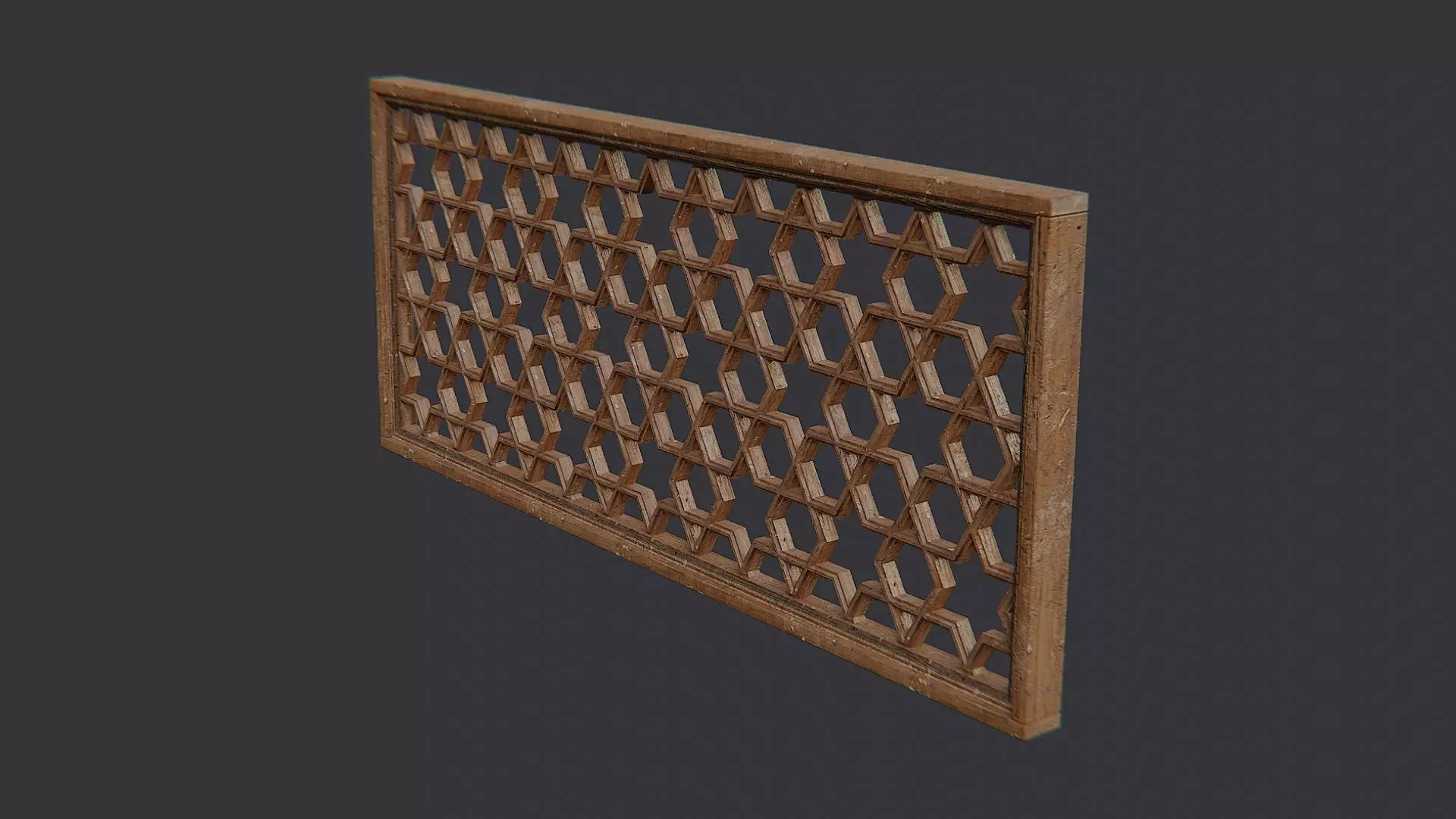 Wood Window Decorative Grille Panel Low-poly 3D model_1