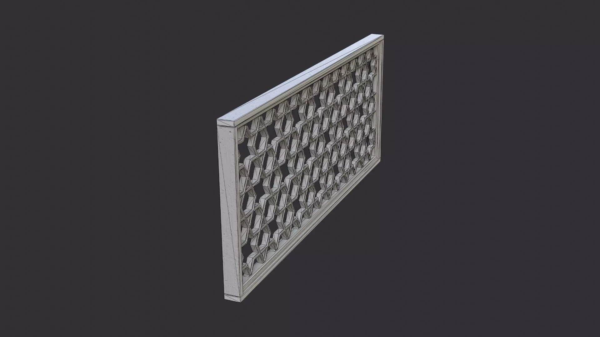 Wood Window Decorative Grille Panel Low-poly 3D model_7