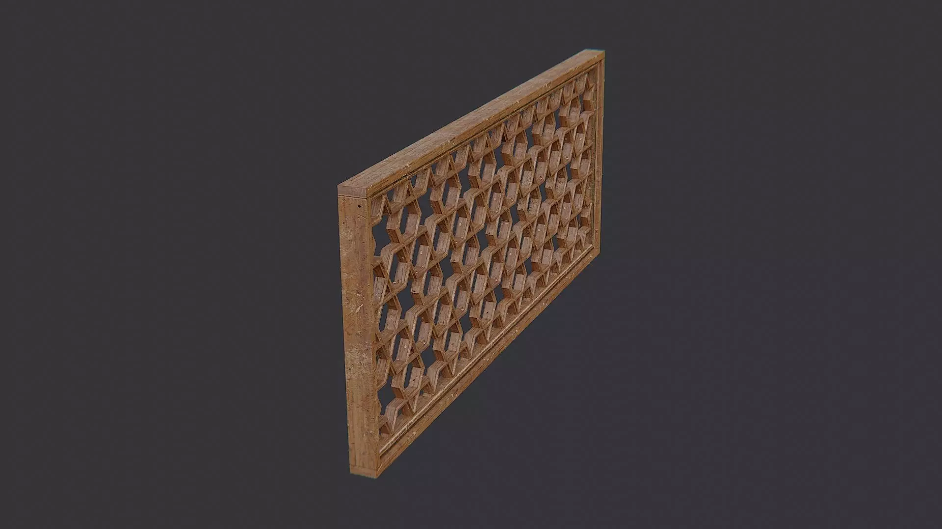 Wood Window Decorative Grille Panel Low-poly 3D model_0